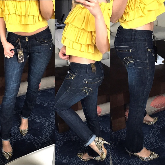 LAST ONE‼️ S/1 Dark Blue Jeans with Gold Trim 👖✨ - Picture 4 of 8